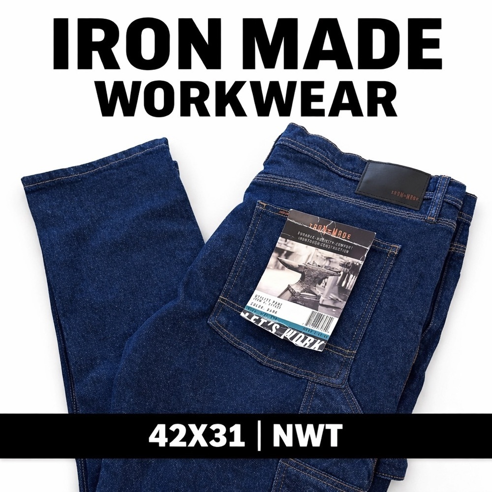IRON MADE Utility Work Jeans 42x31 Dark Wash Carpenter Pants NWT MSRP $69
